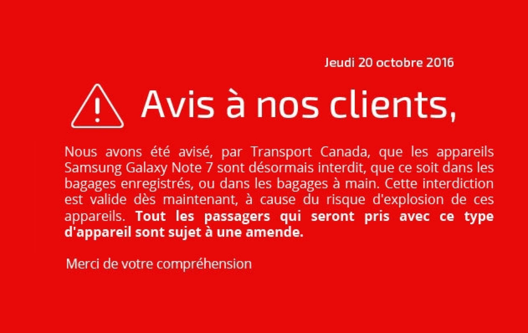 Avis à nos clients