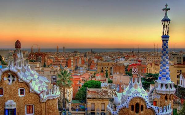 Barcelona aerial view at night