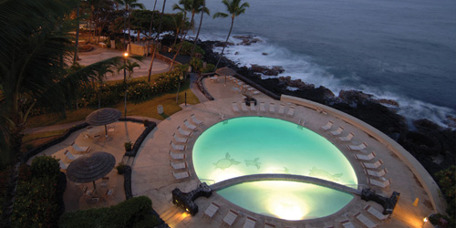 Royal Kona Resort pool at night